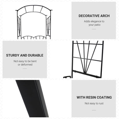 Outsunny Garden Bench, 2 Seater Outdoor Patio Bench, Metal Garden Loveseat with Arch for Vines and Climbing Plants, Black