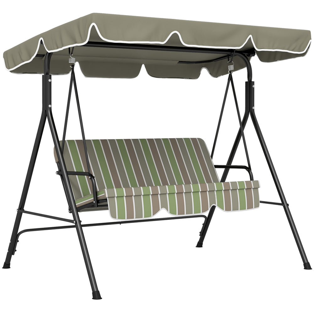 Outsunny Three-Seater Garden Swing Chair, with Adjustable Canopy - Green