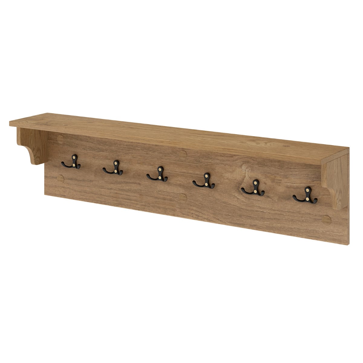80 CM Wall Hooks with Shelf Wooden Coat Rack-Natural & White