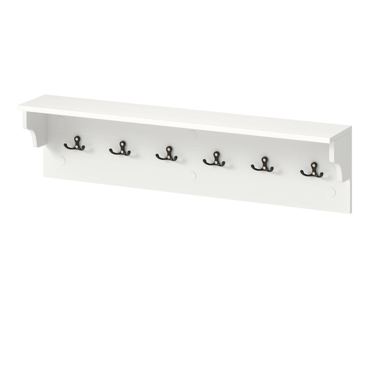 80 CM Wall Hooks with Shelf Wooden Coat Rack-White