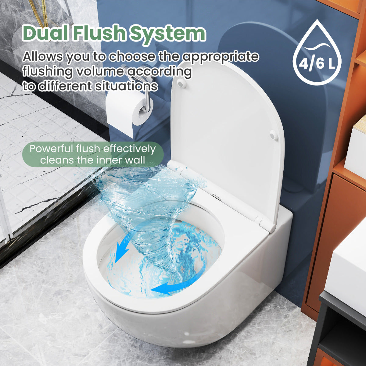 Wall Hung Toilet Ceramic Wall-Mounted Toilet Bowl and Toilet Seat