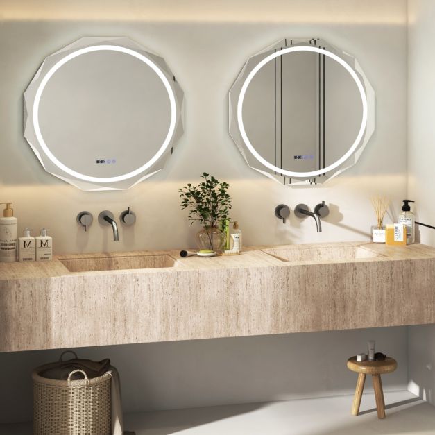 Wall Mounted Mirror with Dimmable 3-Color Lights and Memory Function