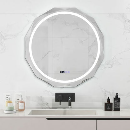 Wall Mounted Mirror with Dimmable 3-Color Lights and Memory Function