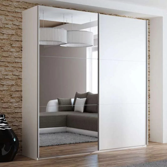 Boris Sliding Door 200cm Wardrobe with Mirror - White, Black, Graphite