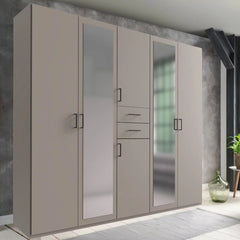 DOCKER 5 Door Mirrored Wardrobe Grey 225cm
