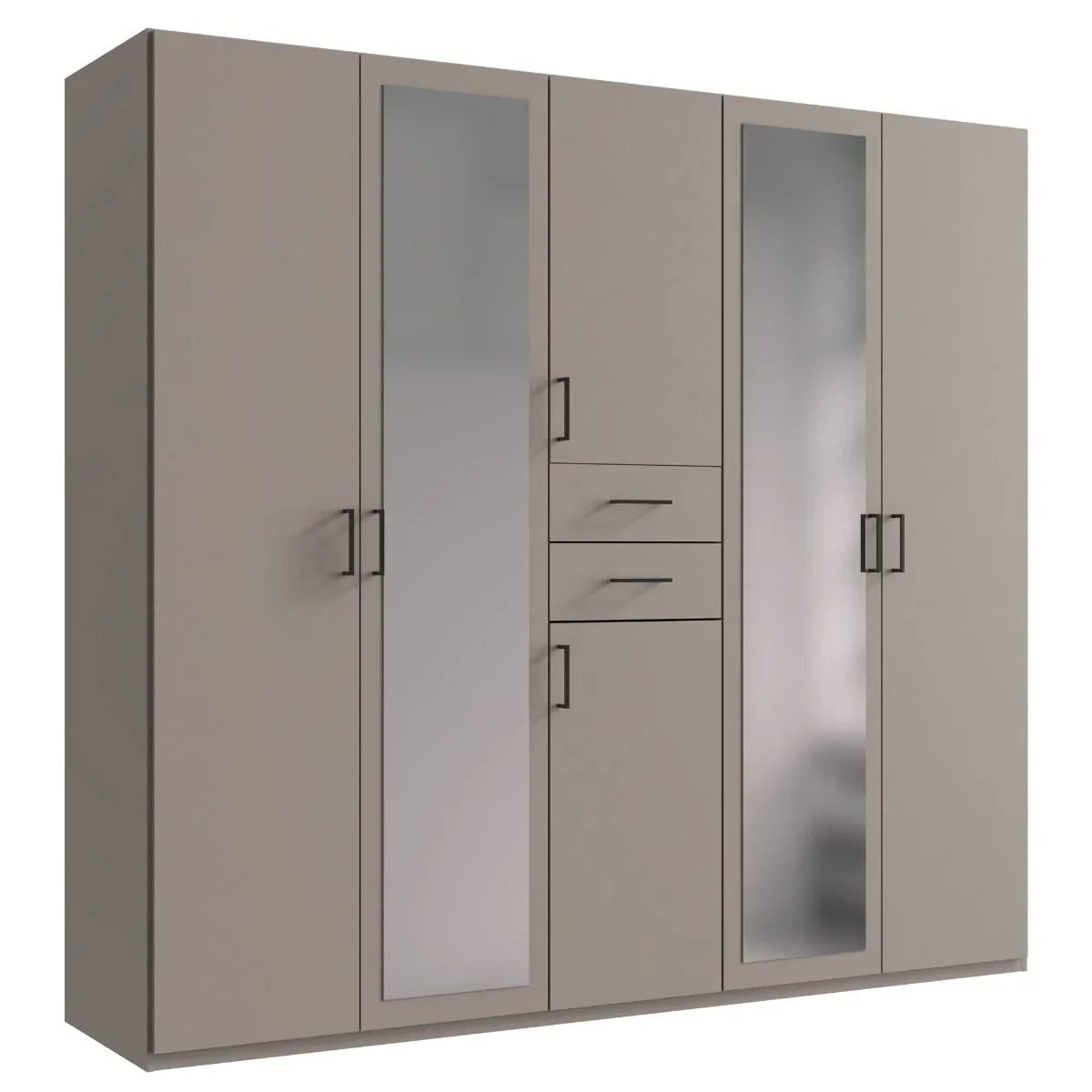 DOCKER 5 Door Mirrored Wardrobe Grey 225cm