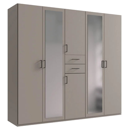 DOCKER 5 Door Mirrored Wardrobe Grey 225cm