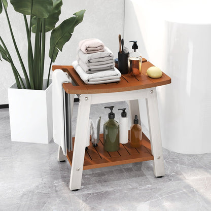 Waterproof Shower Bench Seat HIPS Shower Stool with Handle-Brown