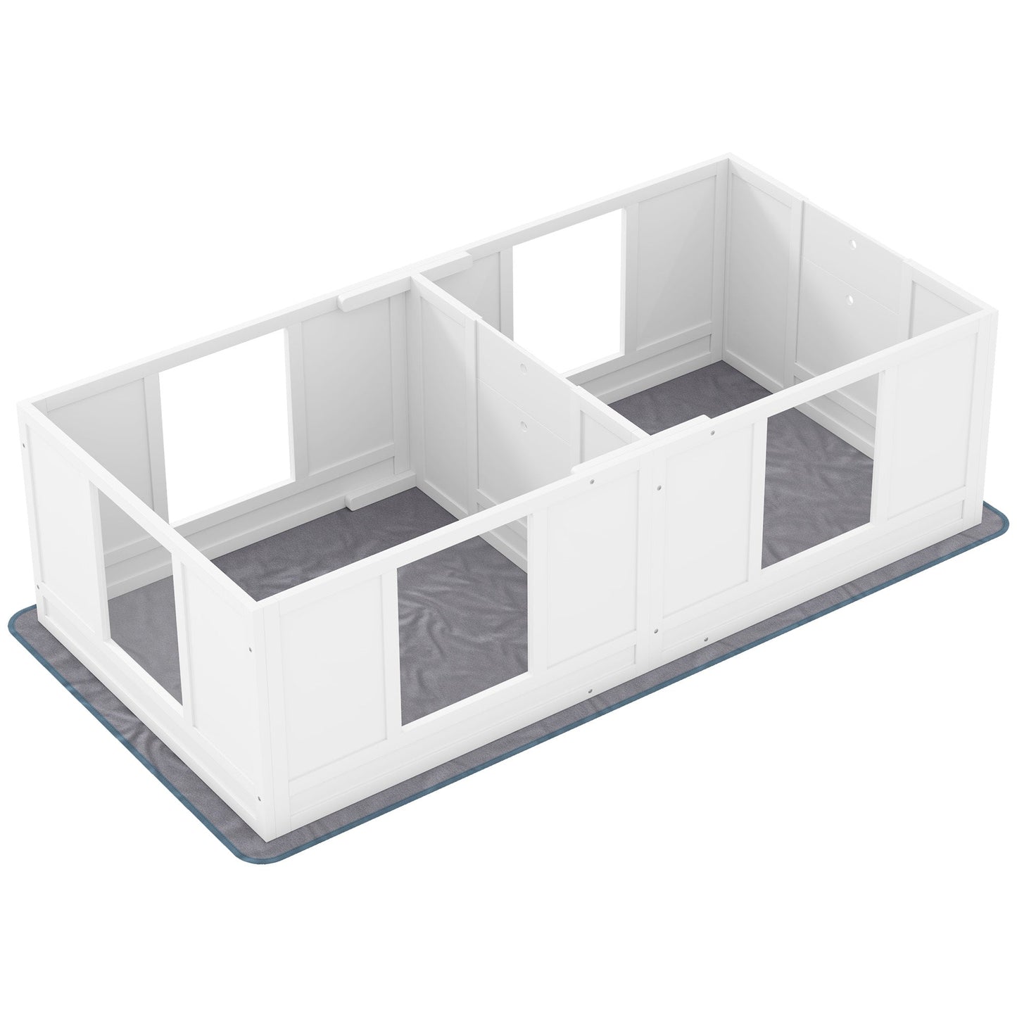 PawHut Two Room Design, Whelping Box for Dogs with Whelping Pad, Clear Panels, Adjustable Entrance, for Small Dogs, 164 x 80cm