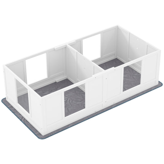 PawHut Two Room Design, Whelping Box for Dogs with Whelping Pad, Clear Panels, Adjustable Entrance, for Small Dogs, 164 x 80cm