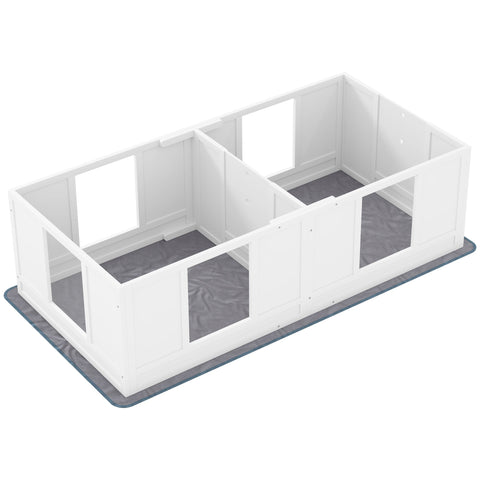 PawHut Two Room Design, Whelping Box for Dogs with Whelping Pad, Clear Panels, Adjustable Entrance, for Small Dogs, 164 x 80cm