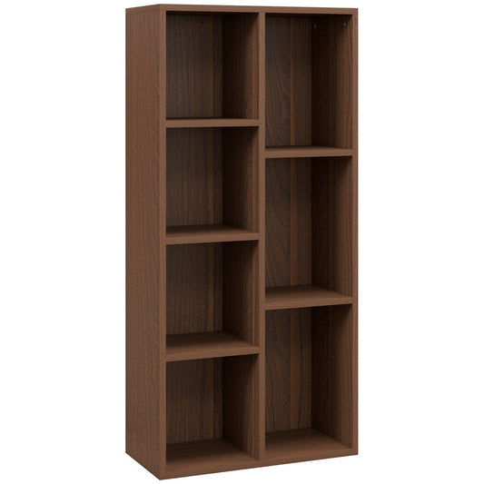 HOMCOM Seven-Cube Bookcase - Walnut Wood Effect