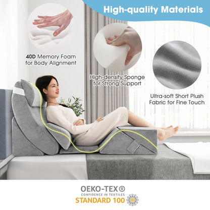 7-piece orthopedic wedge pillow set with washable cover, adjustable bed wedge pillow
