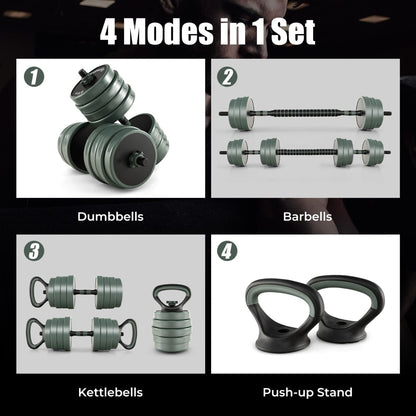 4-in-1 Weight Set with Dumbbells and Barbells for Home Gym Fitness Exercises-Black