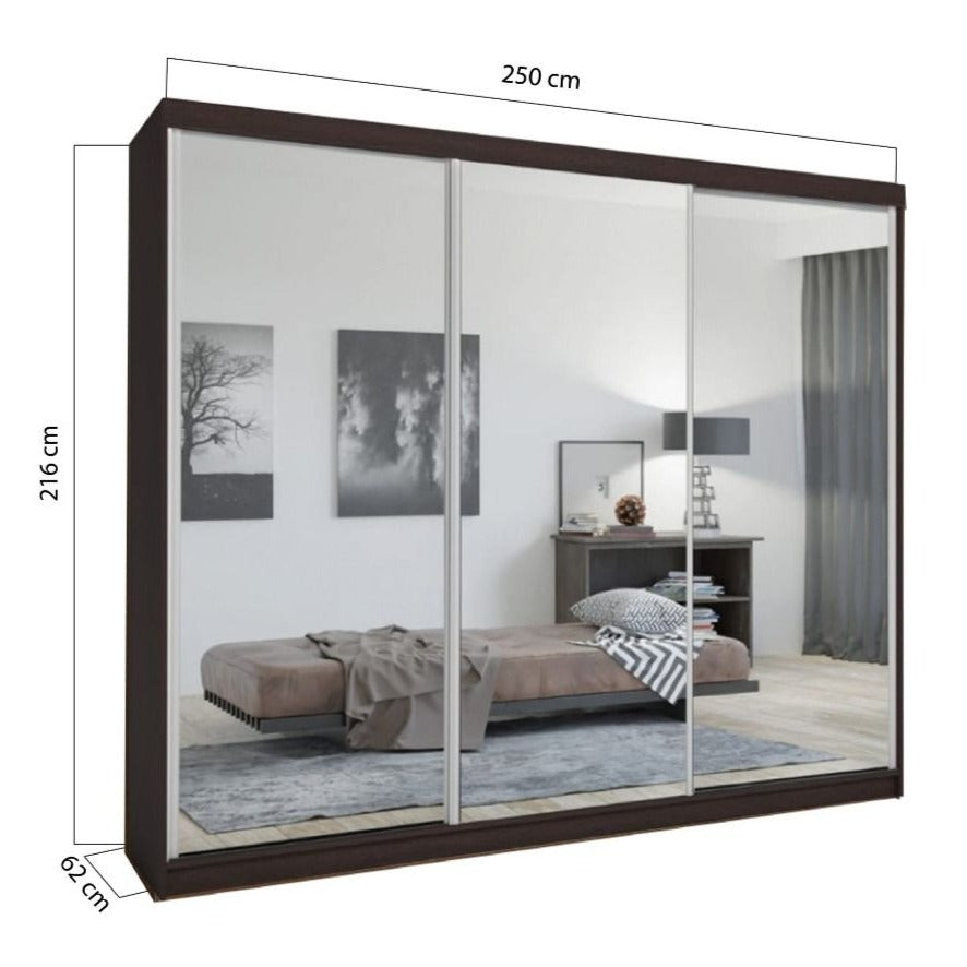 Chicago II 3 Door Sliding Door Wardrobe 250cm - White