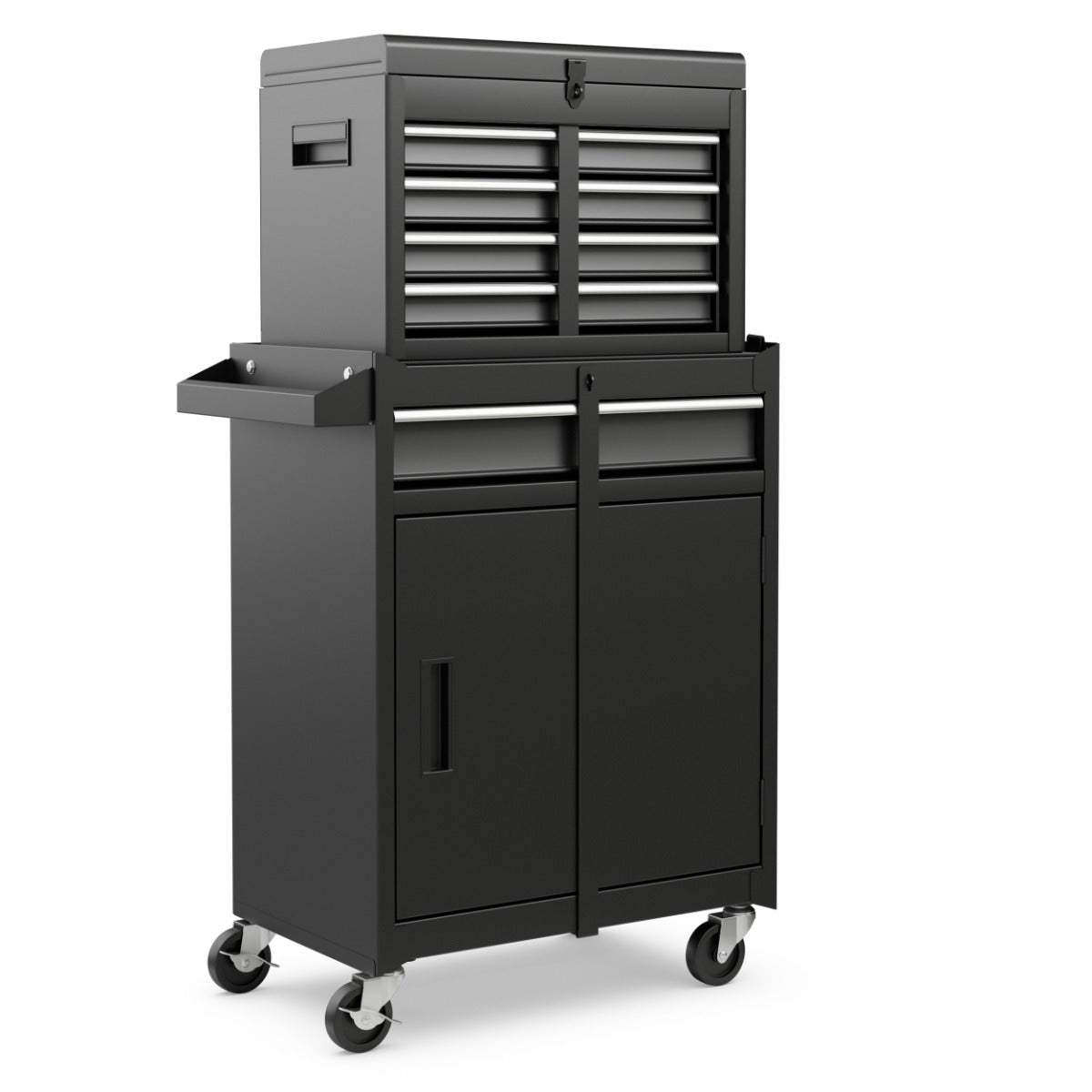5-Drawer Rolling Tool Chest with Lockable Wheels and Adjustable Shelf-Black