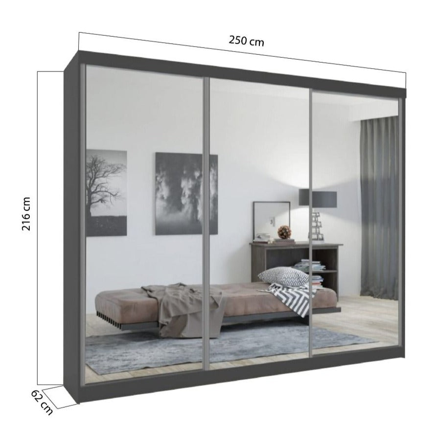 Chicago II 3 Door Sliding Door Wardrobe 250cm - White