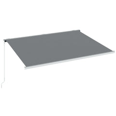 Outsunny 4x3m Full Cassette Electric/Manual Retractable Awning with LED Light and Remote Controller, Sun Canopies for Patio Door Window, Grey