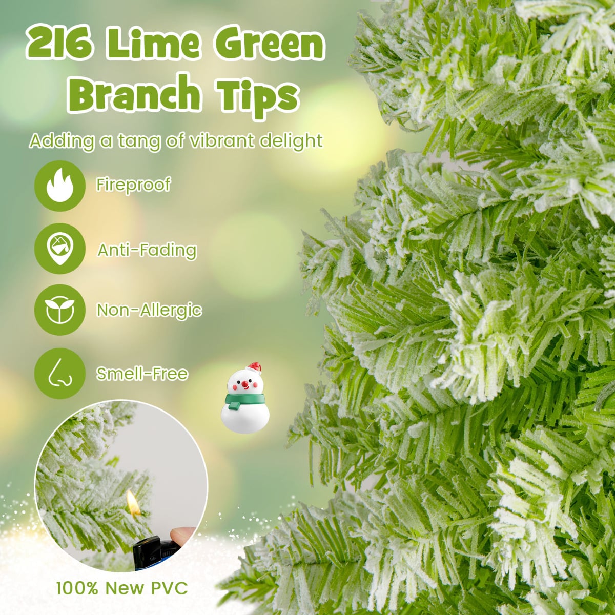 Whimsical Christmas Tree with Branch Tips and Warm White LED Lights-150 cm