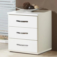 Bedside Table DEWI 3 Drawer Nightstand White 46cm