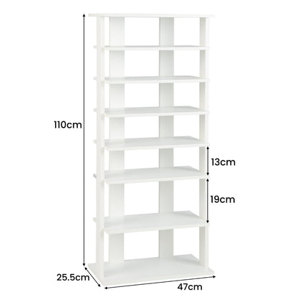 Extra Wide Wooden Vertical Shoe Rack with 7 Shelves-White