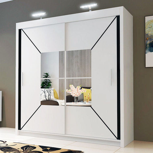Nicole Mirrored Sliding Wardrobe - White