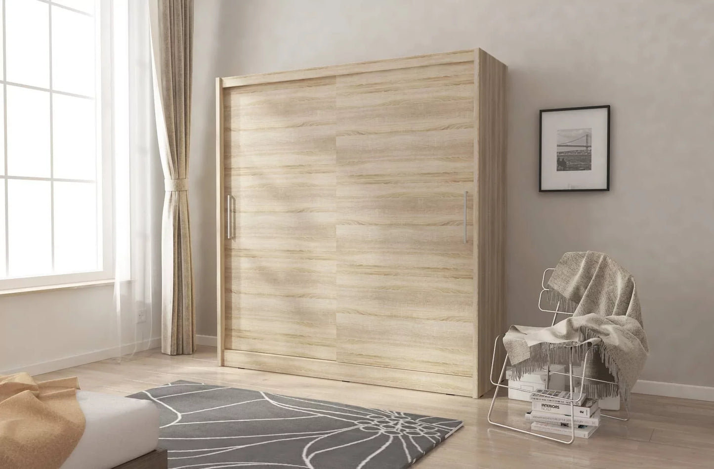 Twiki Sliding Door Wardrobe 180cm - Oak Sonoma