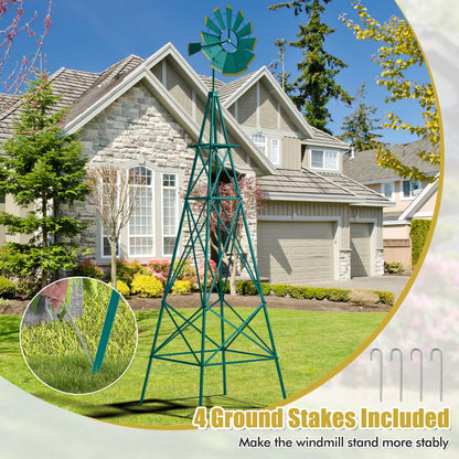 253cm Ornamental Windmill with 4 Support Legs for Backyard, Garden, Farm-Green