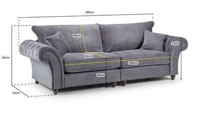 Windor Fabric 3 Seater Sofa - Grey