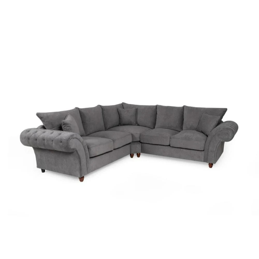 Windor Scatterback Fabric Large Corner Sofa - Charcoal Grey