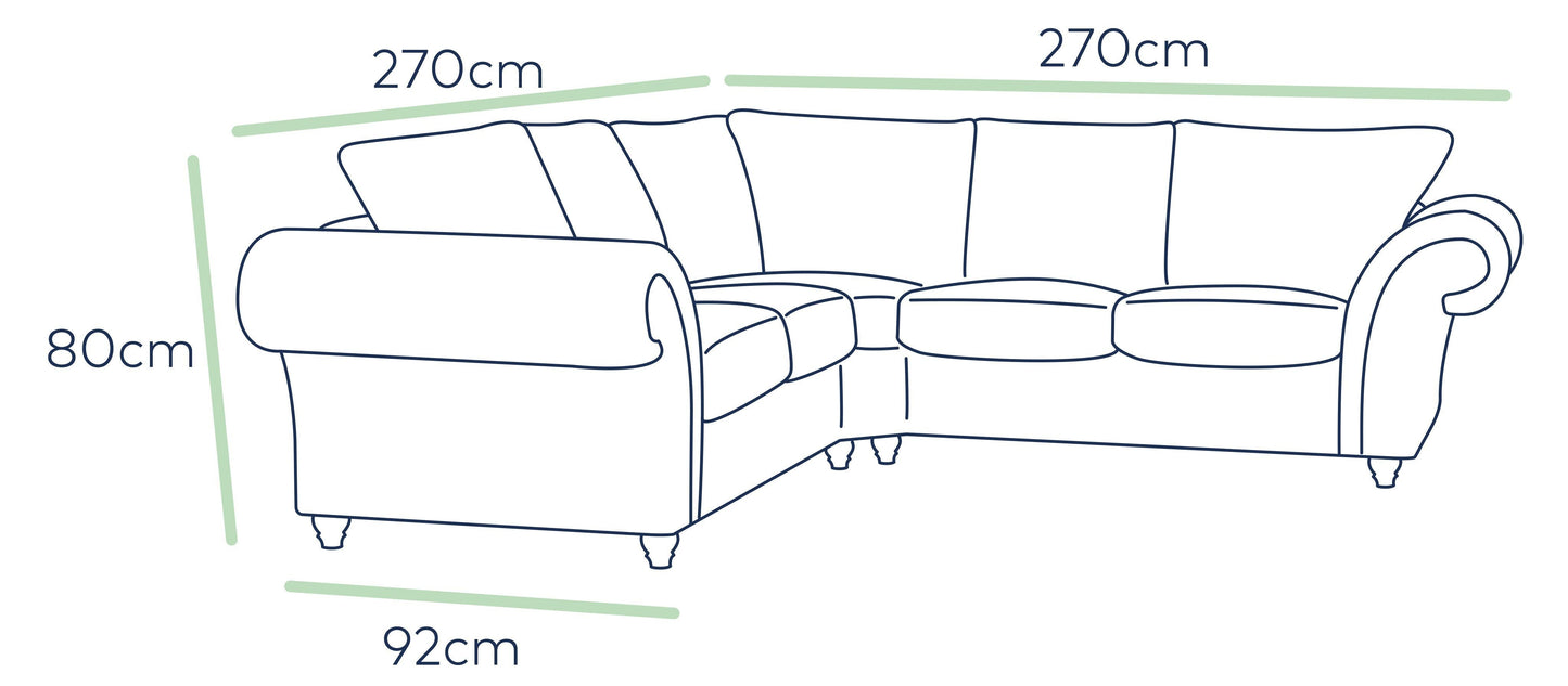 Windsor High Back Large Fabric Corner Sofa Suite - Stone or Dark Grey