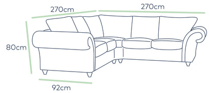 Windsor High Back Large Fabric Corner Sofa Suite - Stone or Dark Grey