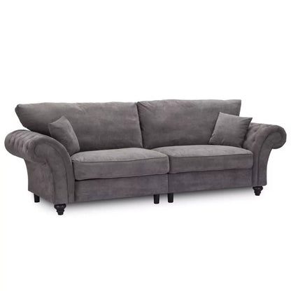 Windsor High Back 3 Seater and 2 Seater Fabric Sofa Set - Dark Grey or Stone