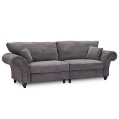 Windsor High Back 3 Seater and 2 Seater Fabric Sofa Set - Dark Grey or Stone
