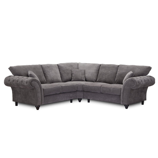 Windsor High Back Large Fabric Corner Sofa Suite - Dark Grey or Stone