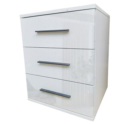 Bedside Table WINSTEAD 3 Drawer Nightstand High Gloss White 45cm