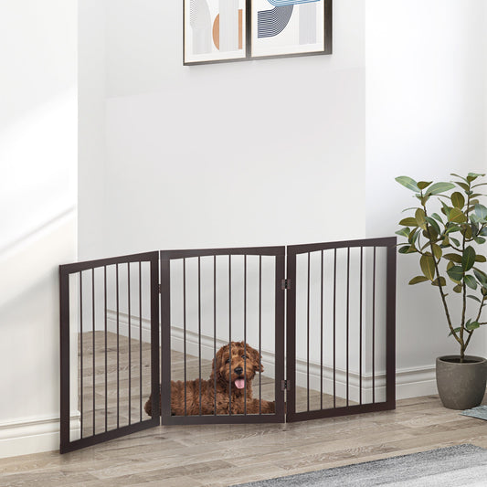 PawHut 3 Panel Stair Gate Foldable Dog Door Gate Indoor Free Standing Safety Gate Pet Barrier 76cm Height