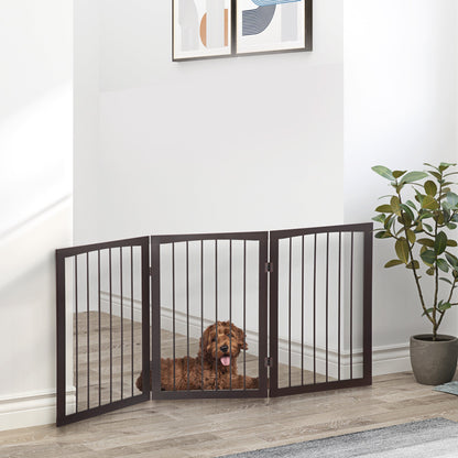 PawHut 3 Panel Stair Gate Foldable Dog Door Gate Indoor Free Standing Safety Gate Pet Barrier 76cm Height