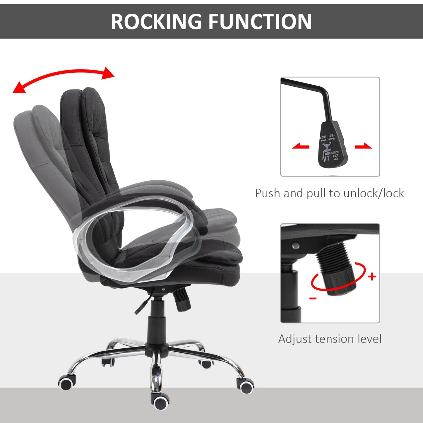 Vinsetto Ergonomic Office Chair Task Chair for Home with Arm, Swivel Wheels, Linen Fabric, Black