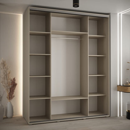 Beige wardrobe with sliding door in a modern room setting