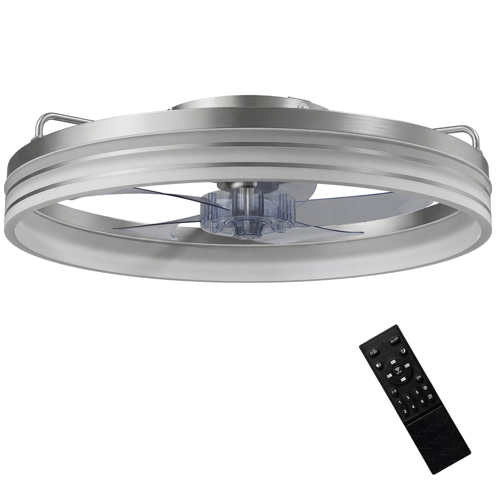 HOMCOM Ceiling Fans with Lights and Remote & App Control, 50cm LED Ceiling Fan Light with 3 Colour Temperatures, 6 Speed, Silver
