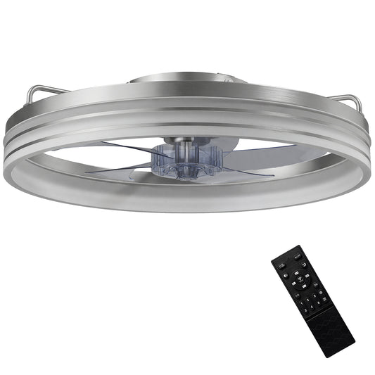 HOMCOM Ceiling Fans with Lights and Remote & App Control, 50cm LED Ceiling Fan Light with 3 Colour Temperatures, 6 Speed, Silver