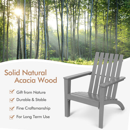 Wood Adirondack Chair with Solid Acacia Wood and 160KG Weight Capacity-Grey