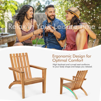 Wood Adirondack Chair with Solid Acacia Wood and 160KG Weight Capacity-Natural