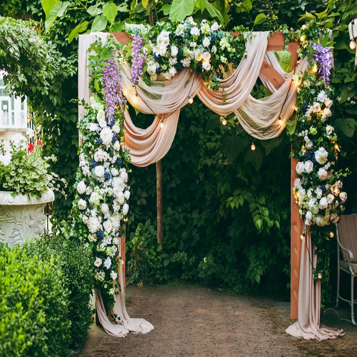 Wood Arbor Arch with Support Rack for Garden Plants and Flowers Decoration