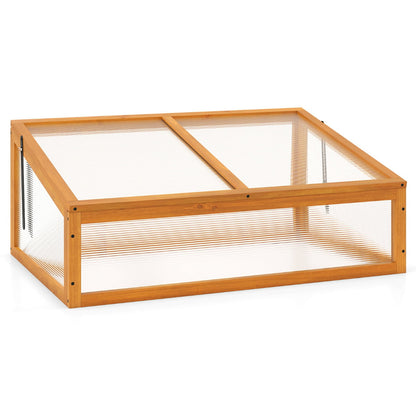 Portable Wood Cold Frame Greenhouse with Transparent Flip-top Roof-Orange