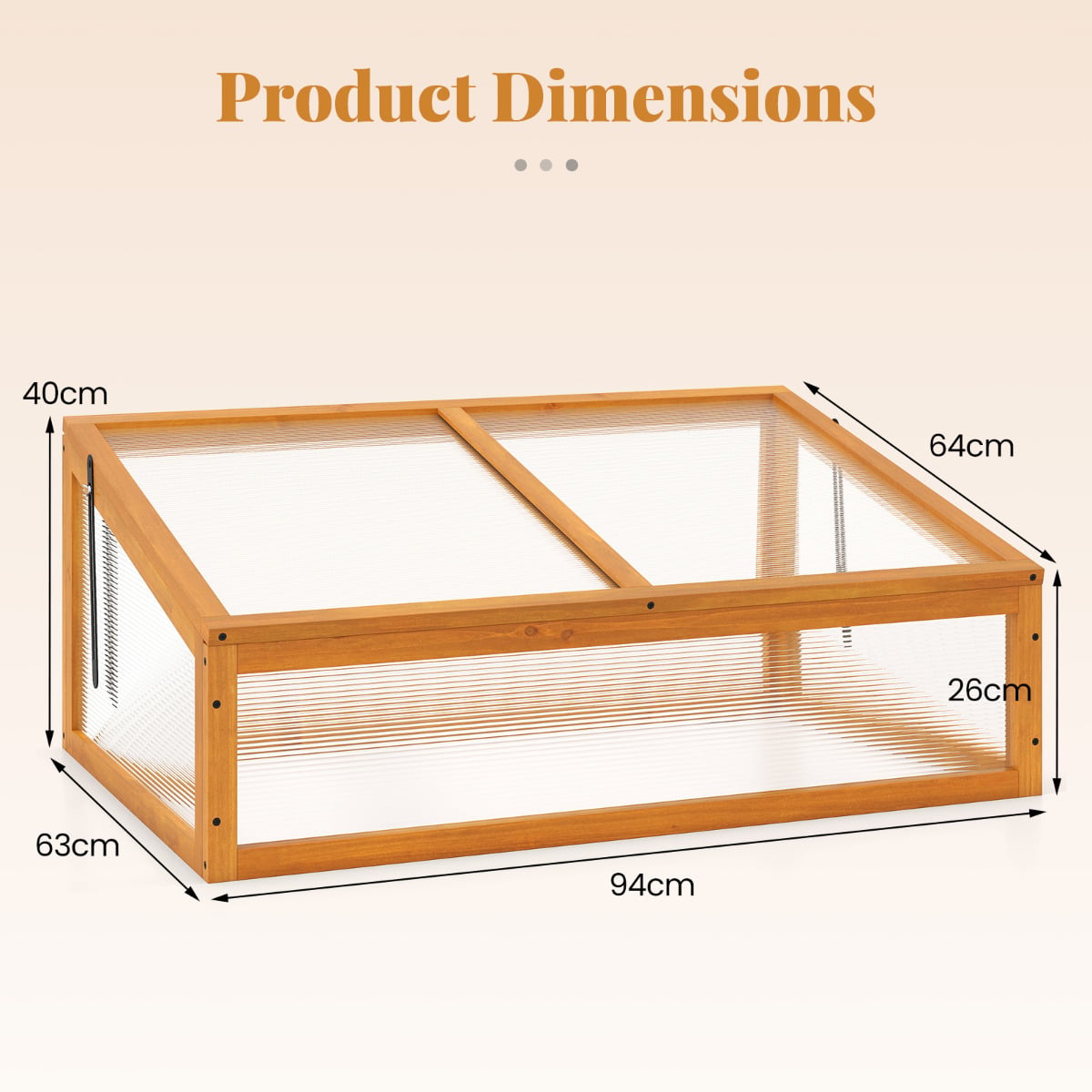 Portable Wood Cold Frame Greenhouse with Transparent Flip-top Roof-Orange