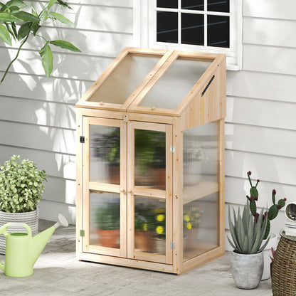 Wooden Cold Frame Greenhouse with Transparent Flip-top Roof