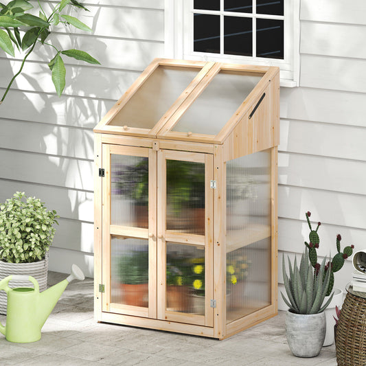 Wooden Cold Frame Greenhouse with Transparent Flip-top Roof