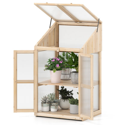 Wooden Cold Frame Greenhouse with Transparent Flip-top Roof
